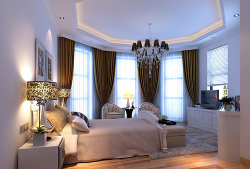 主臥室裝修設計中 窗簾搭配十分重要
