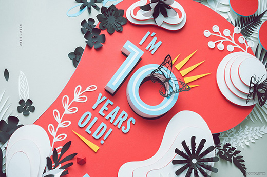 十年足記-手工拼貼海報設計