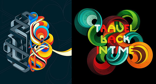 絕妙曲面空間立體幾何藝術字設計