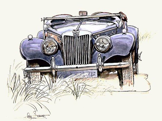 汽車(chē)手繪稿=水彩+針管筆=歐式懷舊風(fēng)格